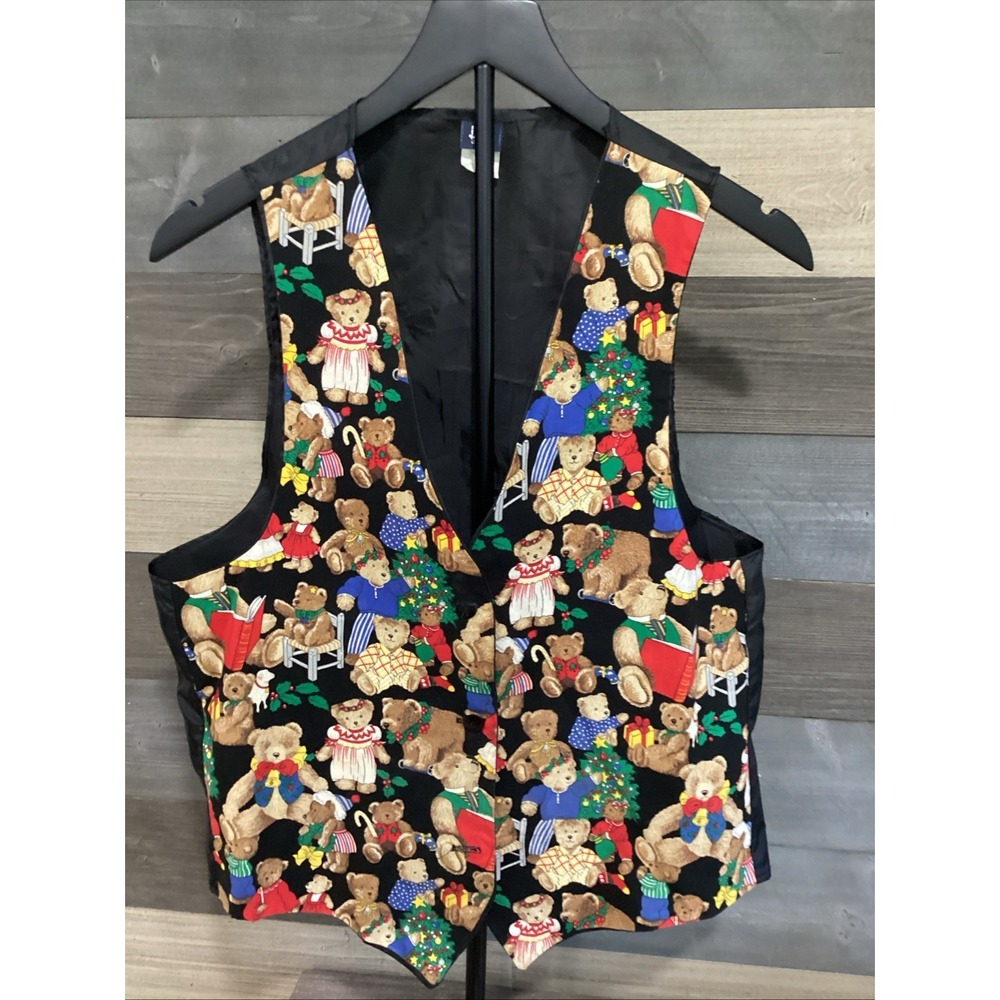 Vtg The Honey Collection Bear Tapestry Vest One Size Fits All Grandma Core Cozy